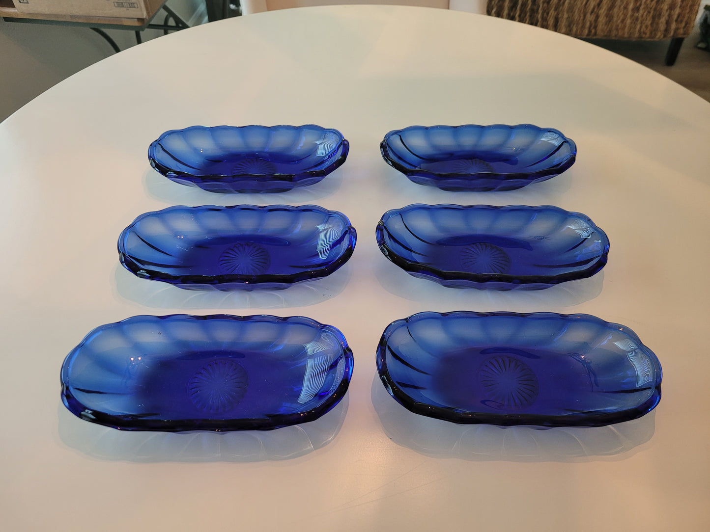 Anchor Hocking Cobalt Blue Ice Cream Sundae Six Dish Set