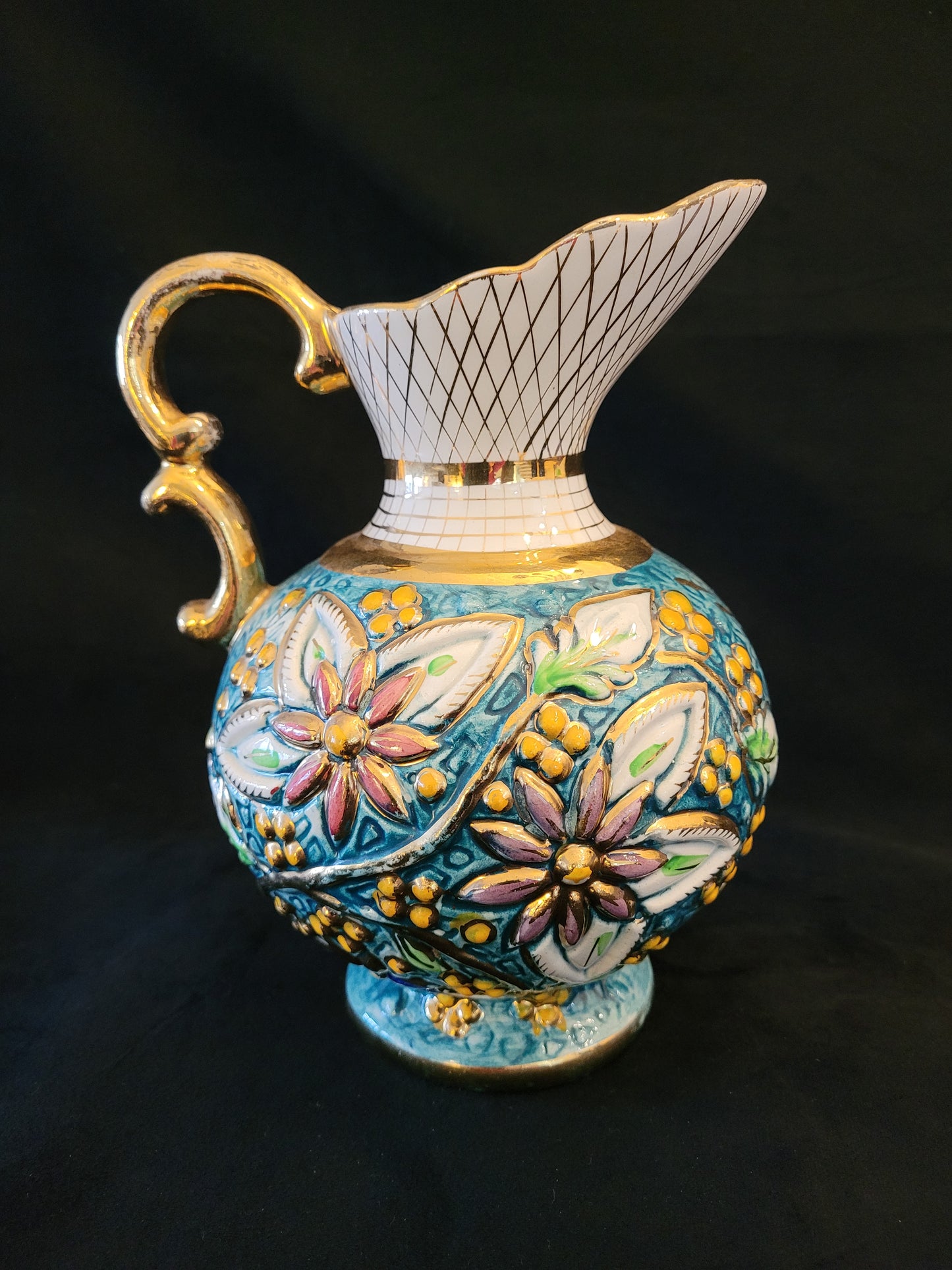 H. Bequet Quaregnon Turquoise Pitcher