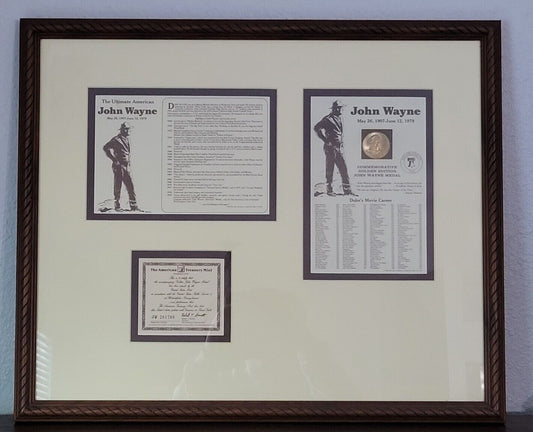 John Wayne Framed American Treasury Mint American Medal