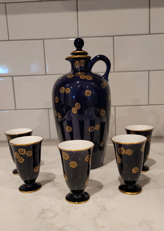 Kokura Ware Japan Navy Saki Six Piece Set