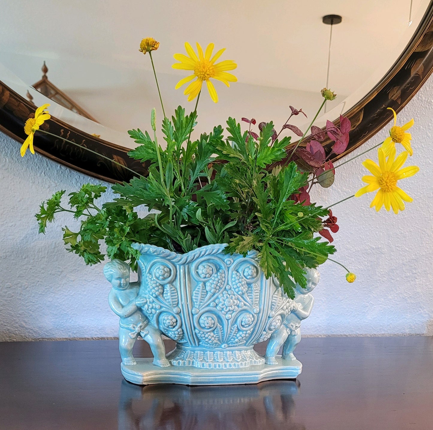 Light Blue Ceramic Centerpiece Vase