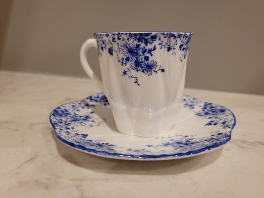 Shelley Fine Bone China "Dainty Blue" Demitasse Cup and Saucer