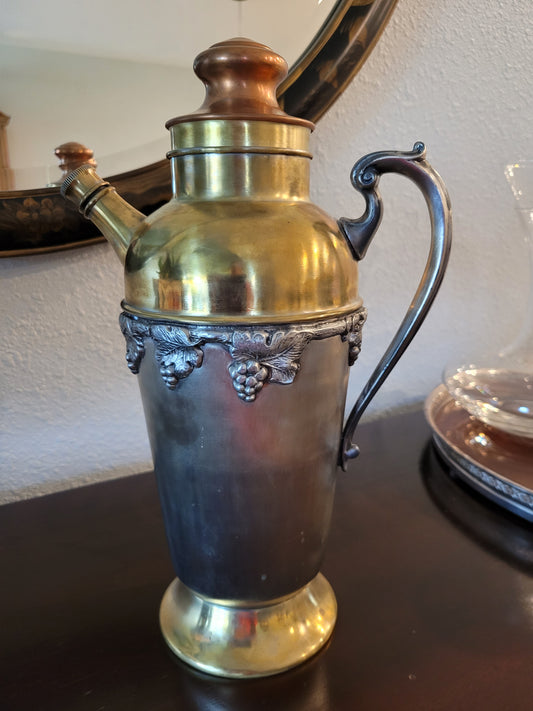 Silverplated Brass and Copper Cocktail Shaker