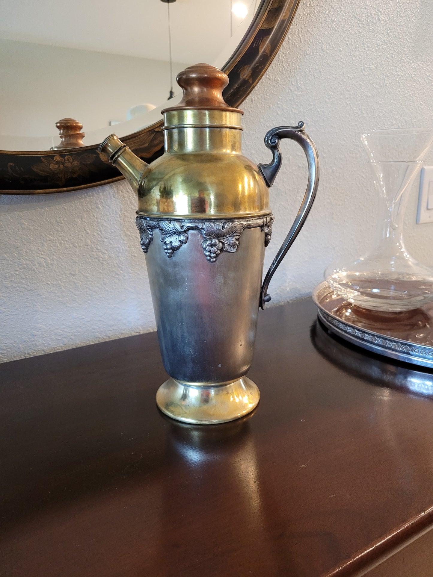 Silverplated Brass and Copper Cocktail Shaker