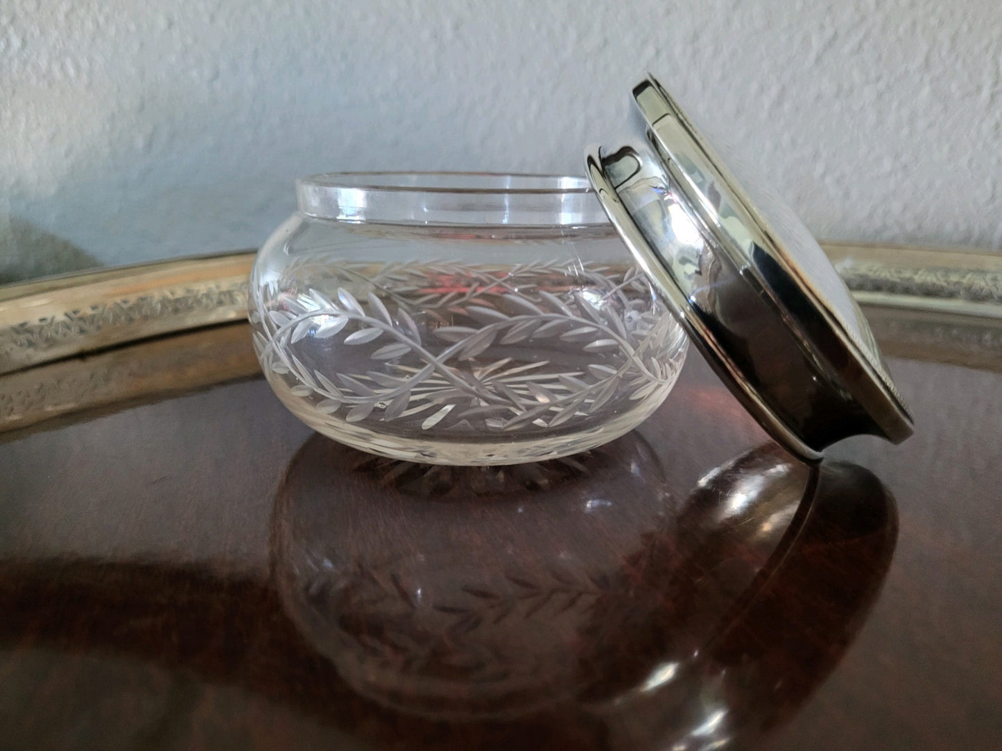 Antique Sterling Silver and Cut Glass Trinket/Powder Jar