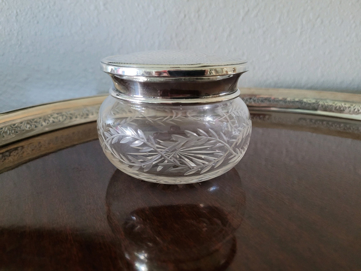 Antique Sterling Silver and Cut Glass Trinket/Powder Jar