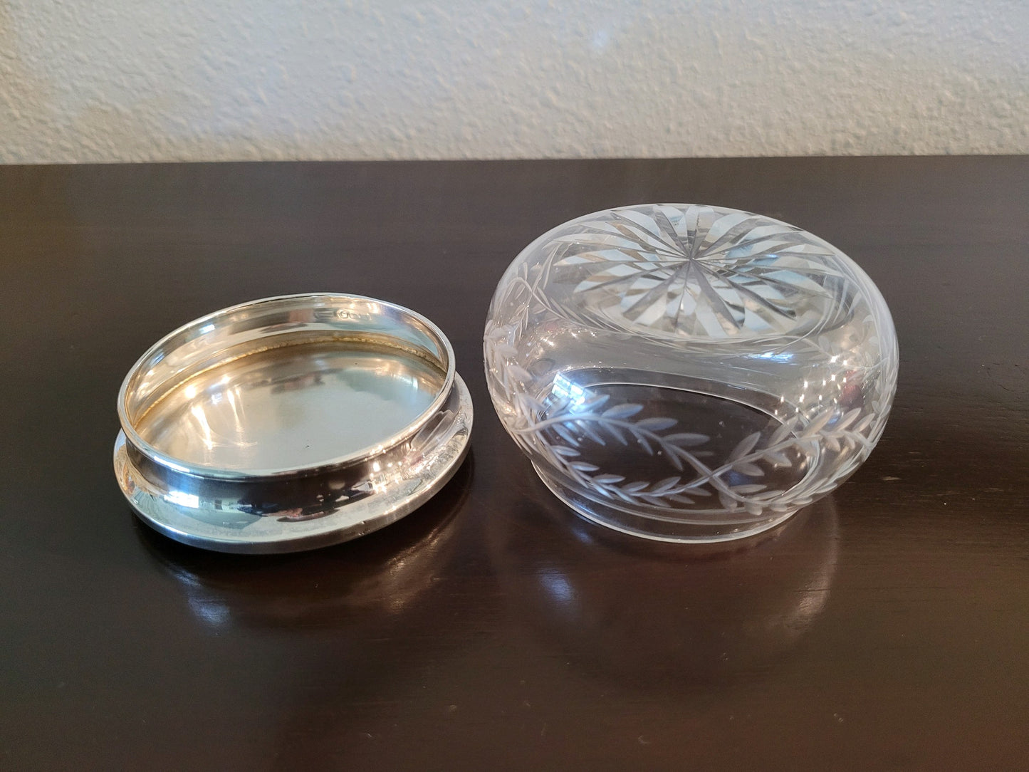 Antique Sterling Silver and Cut Glass Trinket/Powder Jar