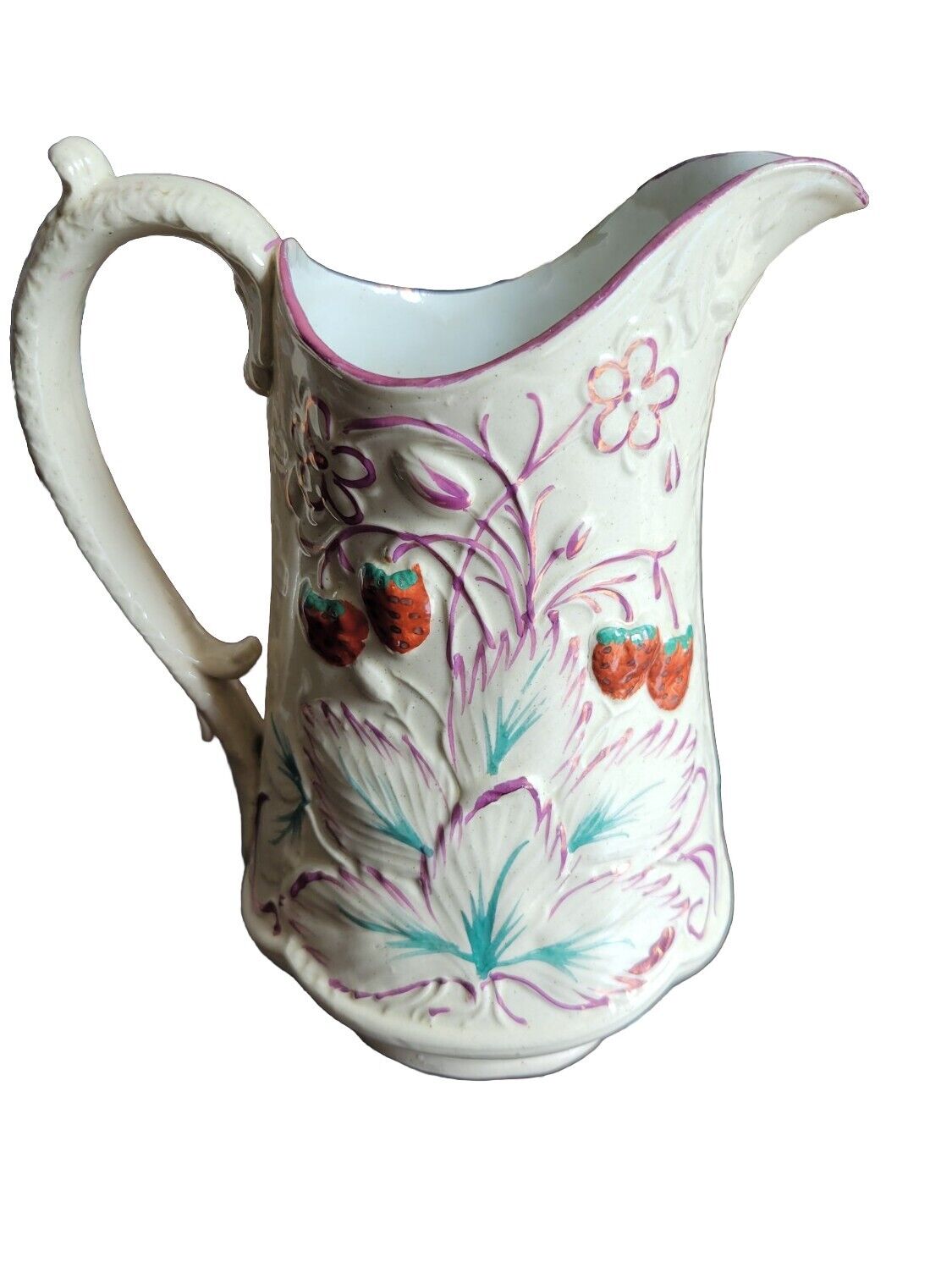 English Prattware Strawberry Pitcher