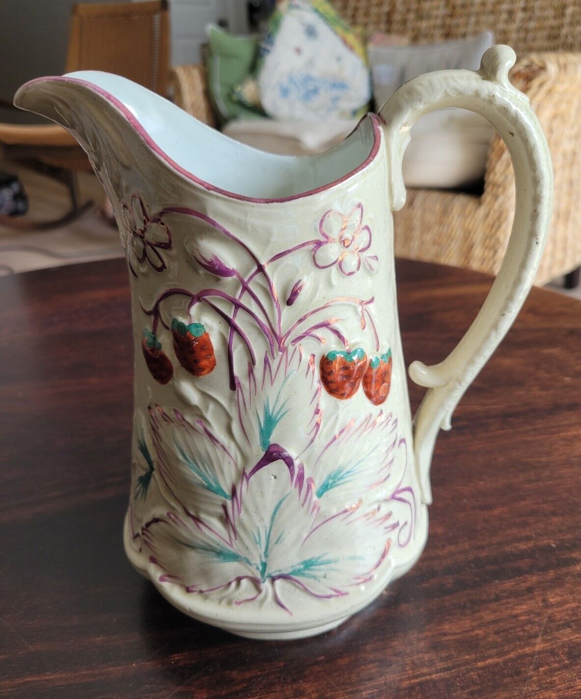 English Prattware Strawberry Pitcher