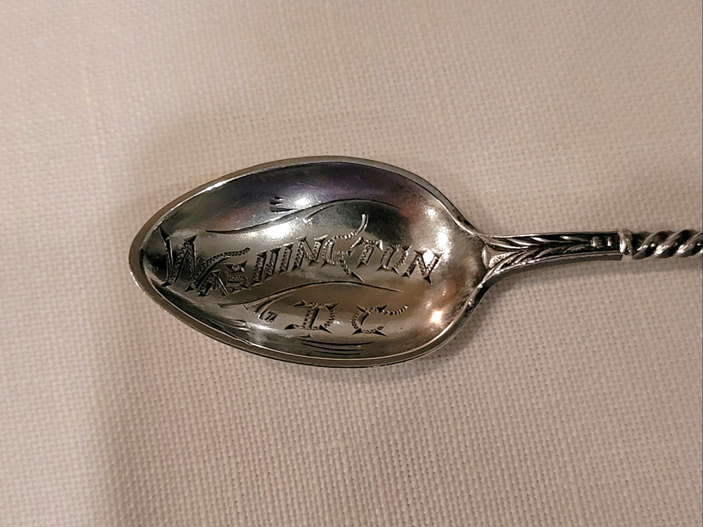 'Washington DC' Engraved Art Nouveau Demitasse Spoon