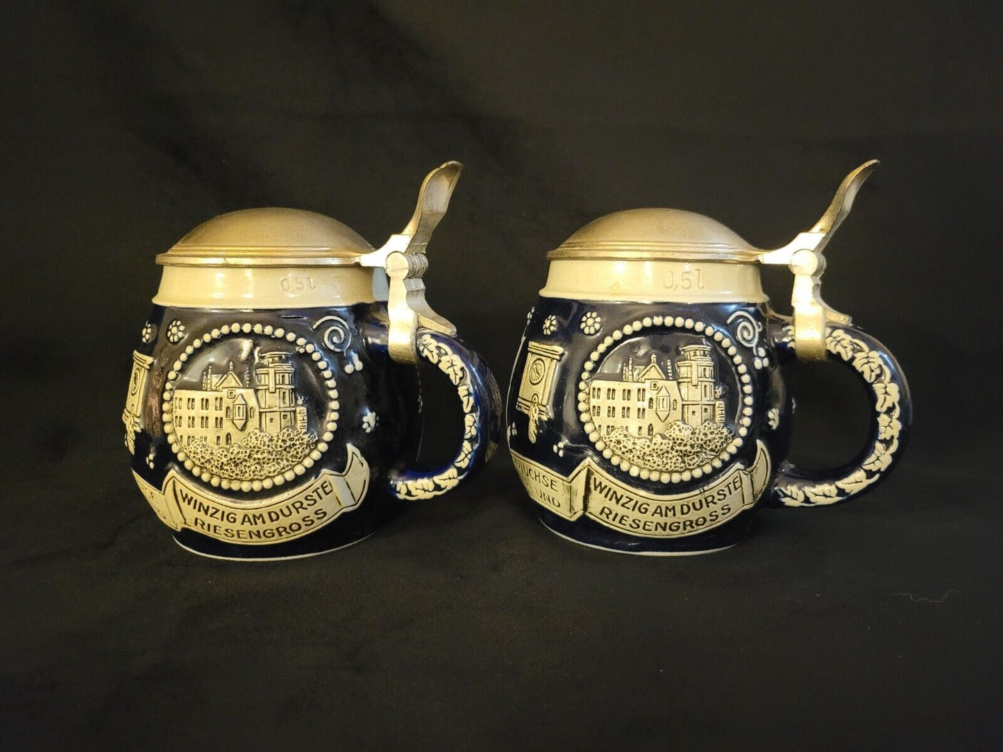 Wekara #5398 Perkeo Pewter Lidded Beer Steins Set