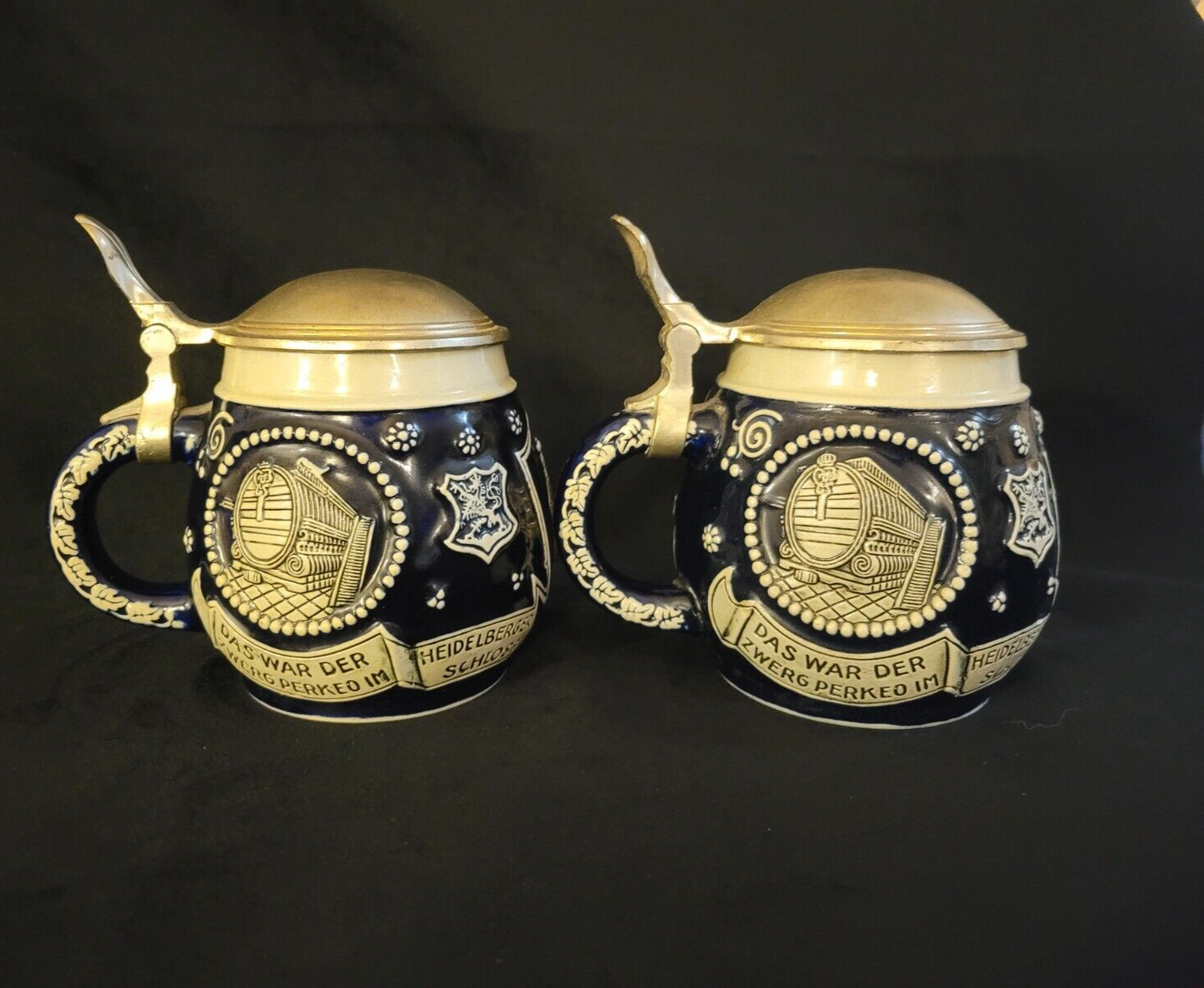 Wekara #5398 Perkeo Pewter Lidded Beer Steins Set